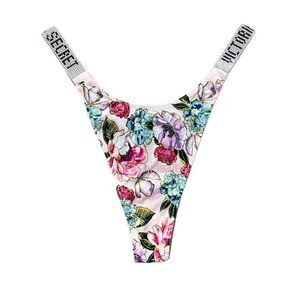 Victorias Secret Very Sexy Bling Bombshell shine strap Thong Panty Floral